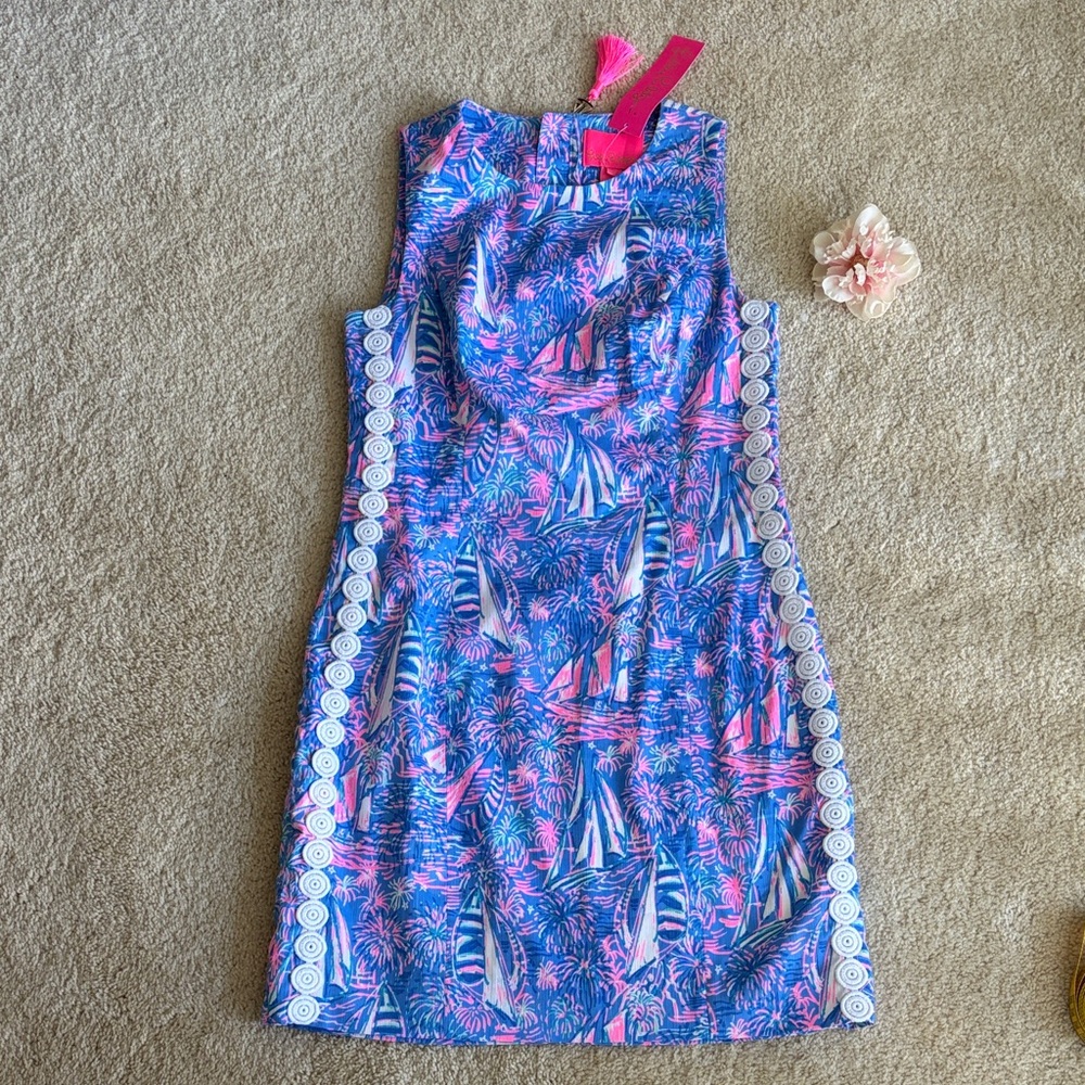 Lilly Pulitzer Blue & Pink it’s a Sailabration Dress, 2, NWT